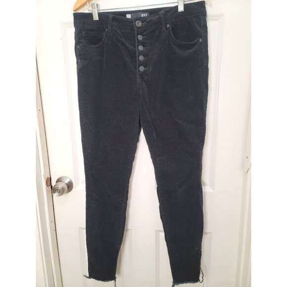 KUT Women's Black High-Waisted Button-Fly Corduroy Skinny Pants Size 12 - Picture 1 of 15